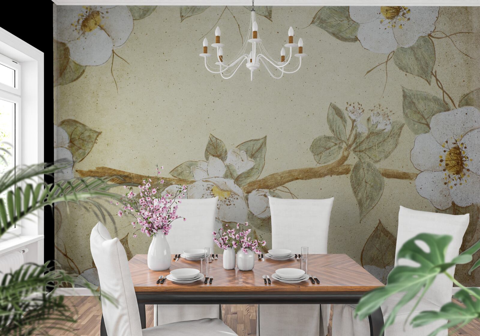 Fototapeta kvety kvitnú na konároch