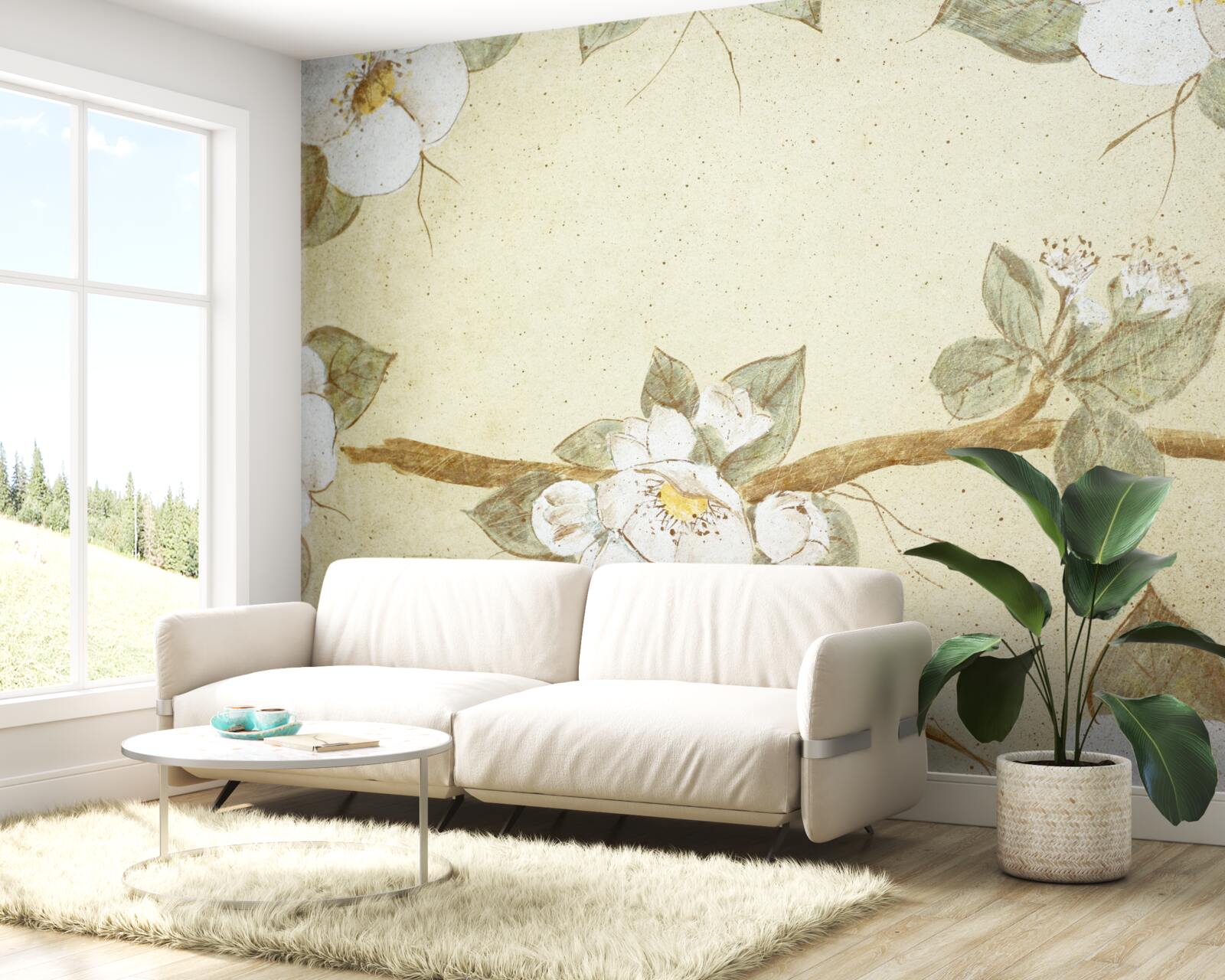 Fototapeta kvety kvitnú na konároch