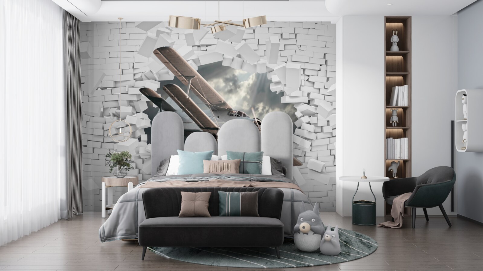 Fototapeta lietadlo prerazí stenu