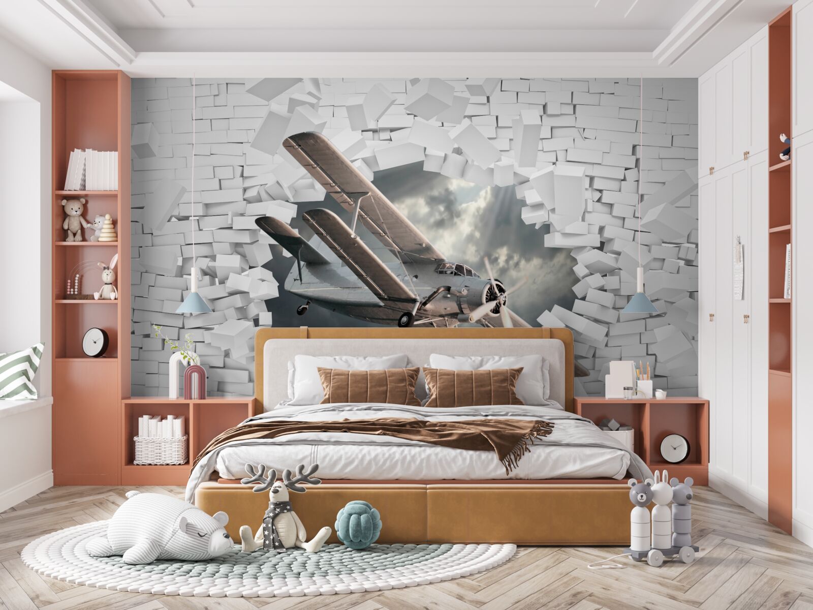Fototapeta lietadlo prerazí stenu