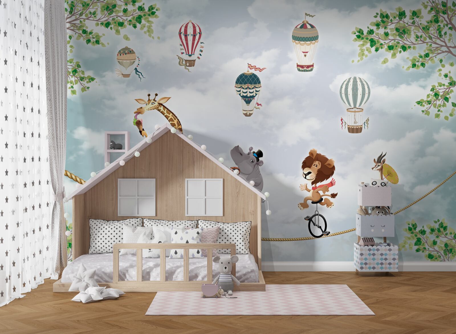 Fototapeta akrobati na lanách