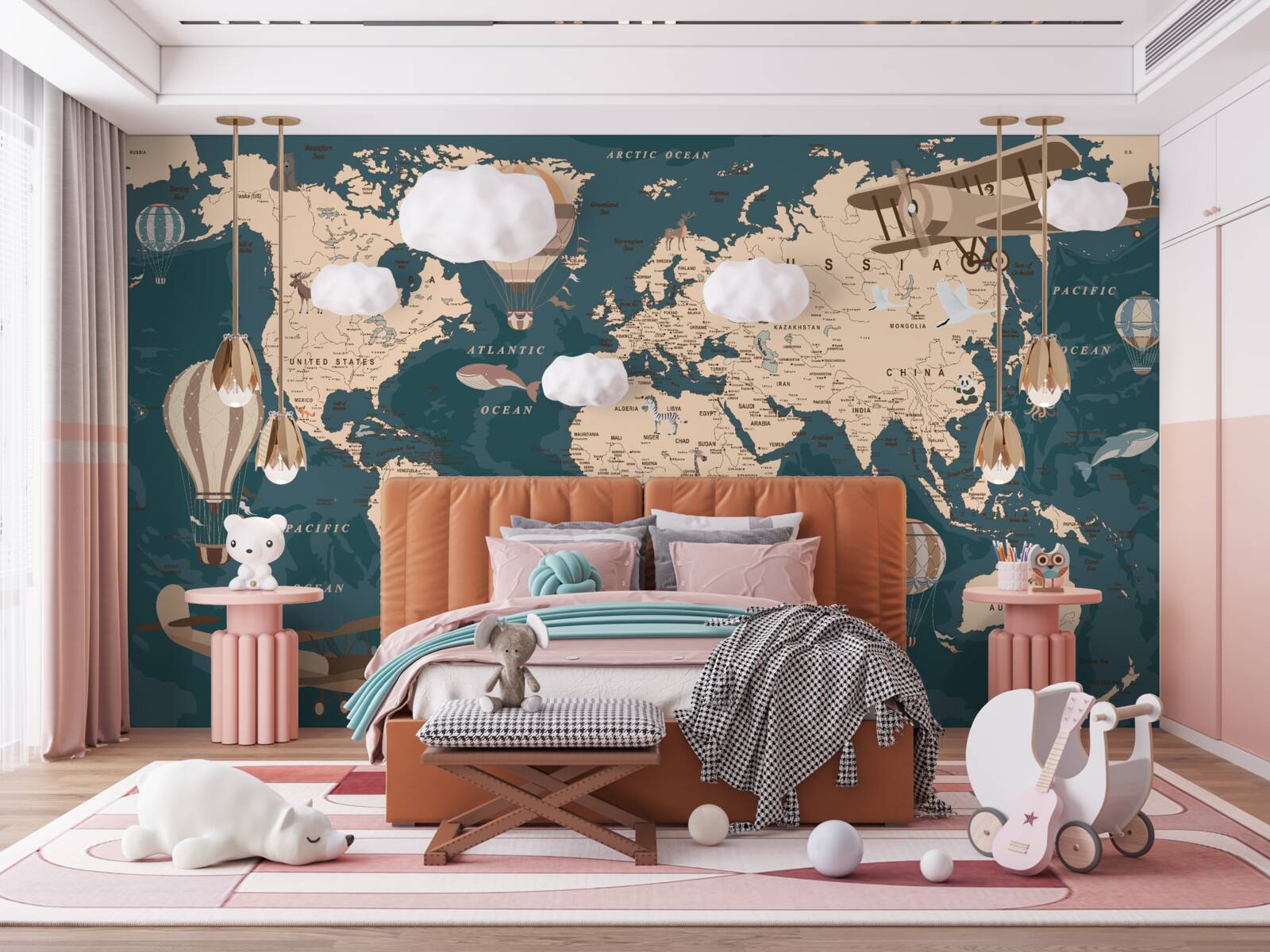 Fototapeta mapa sveta zobrazujúca dopravu a obyvateľov