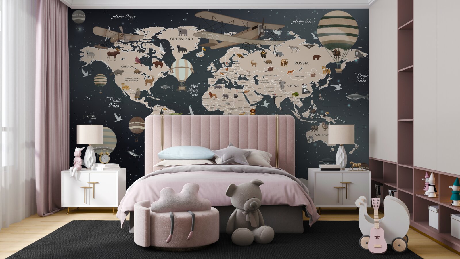 Fototapeta mapa sveta na tmavom pozadí