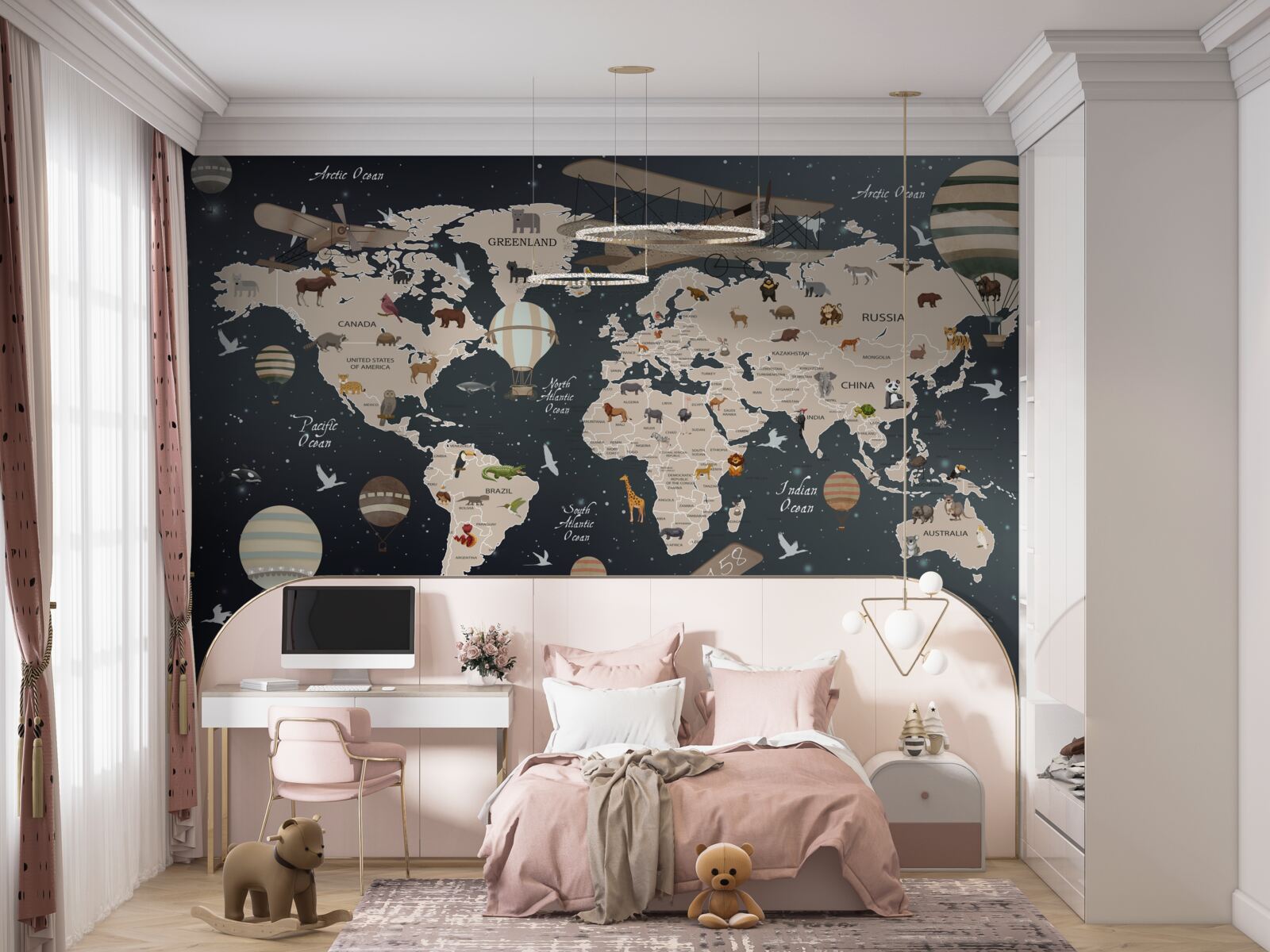 Fototapeta mapa sveta na tmavom pozadí