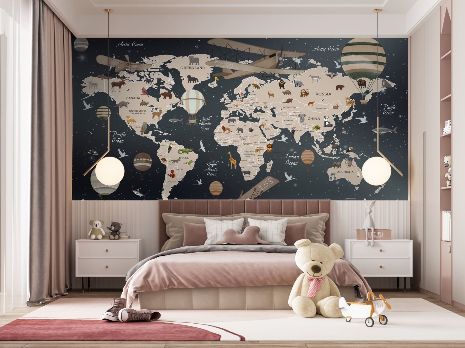 Fototapeta mapa sveta na tmavom pozadí