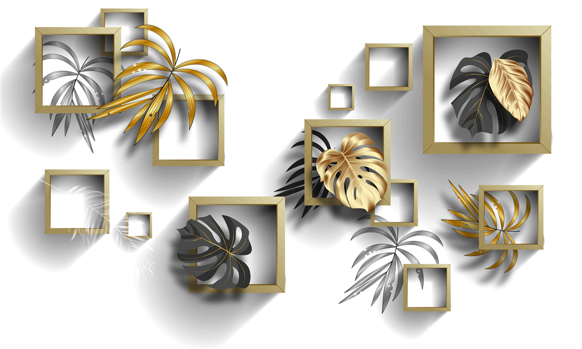 Fototapeta orámované tropické listy