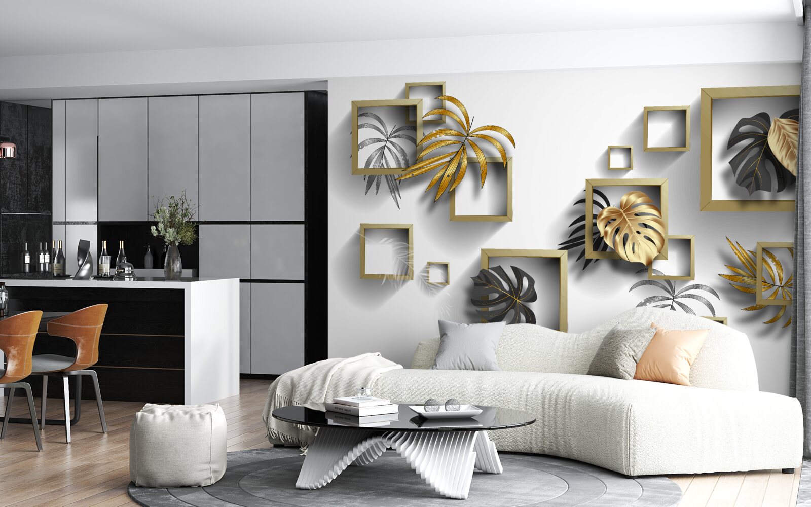 Fototapeta orámované tropické listy