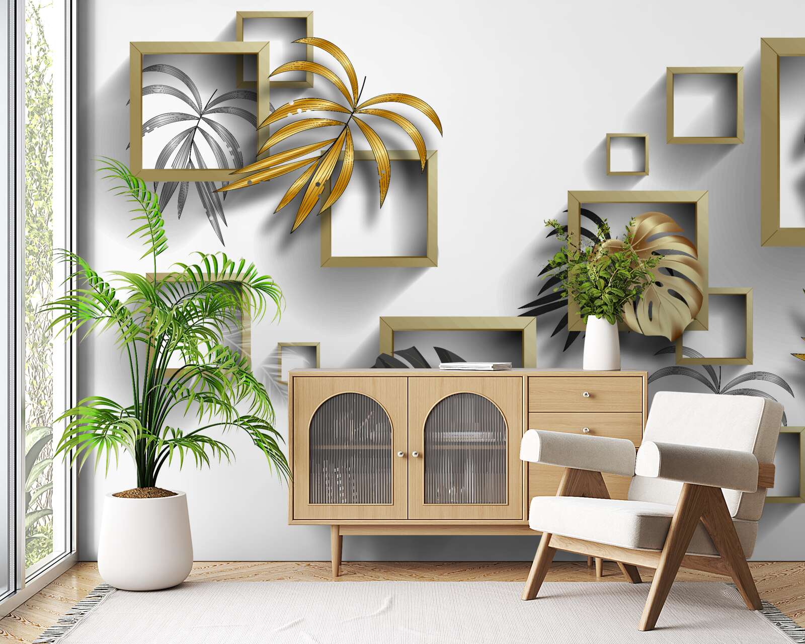 Fototapeta orámované tropické listy