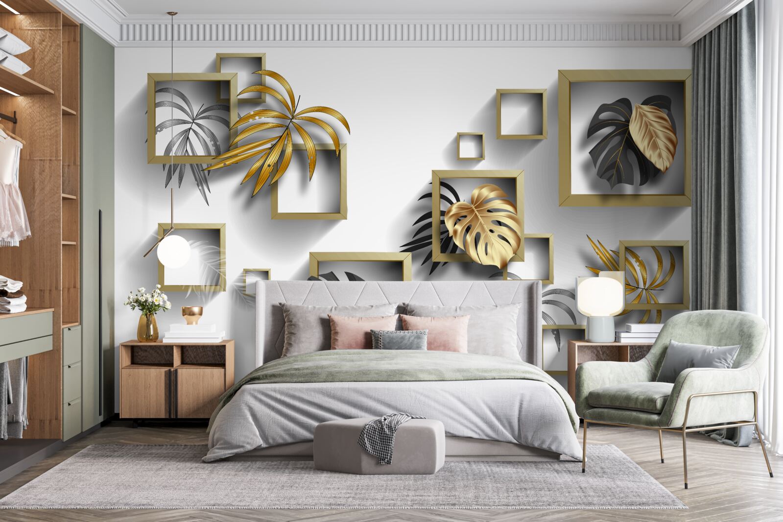 Fototapeta orámované tropické listy