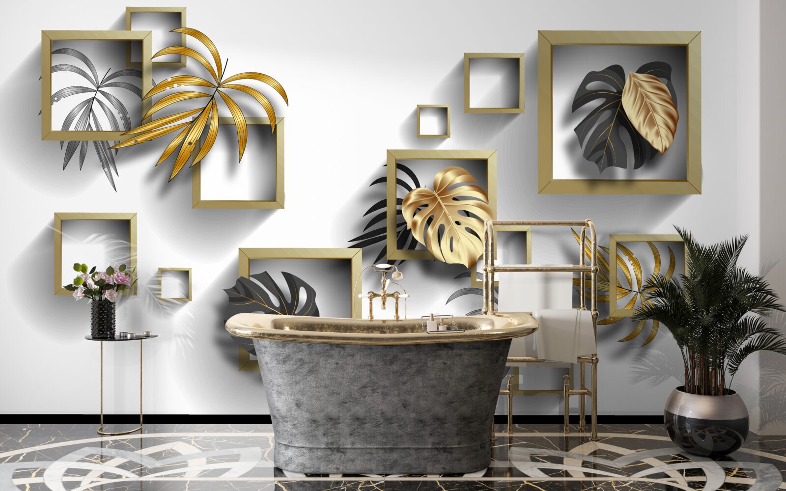 Fototapeta orámované tropické listy