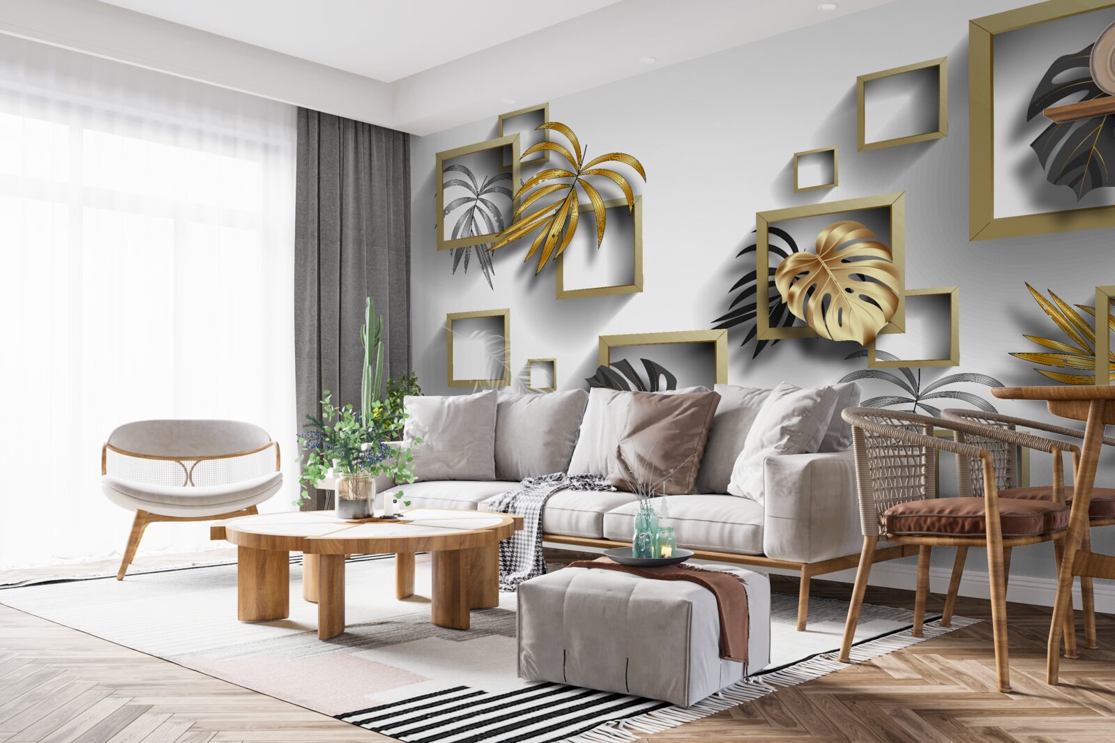 Fototapeta orámované tropické listy