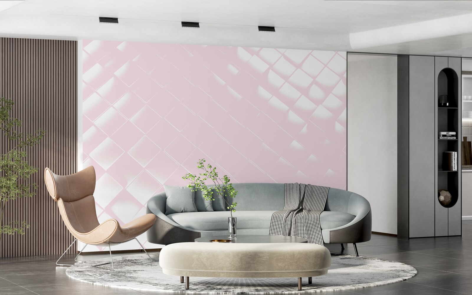 Fototapeta geometria v odtieňoch bielej a ružovej