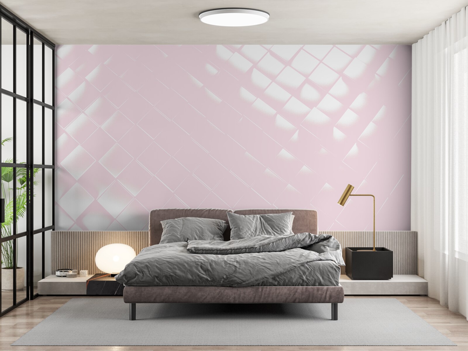 Fototapeta geometria v odtieňoch bielej a ružovej