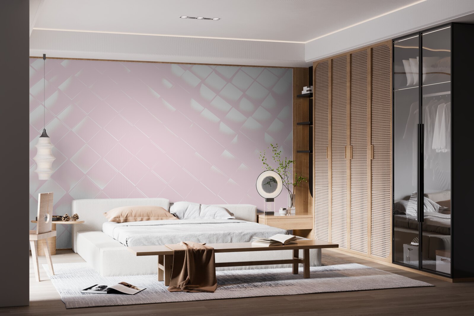 Fototapeta geometria v odtieňoch bielej a ružovej