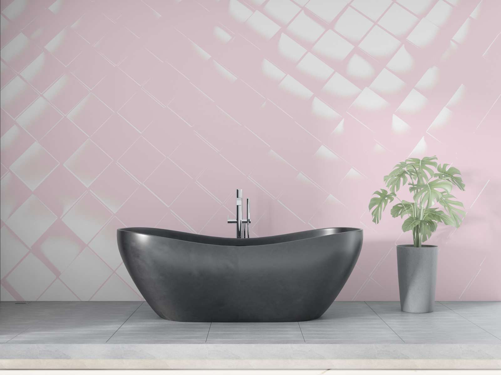 Fototapeta geometria v odtieňoch bielej a ružovej