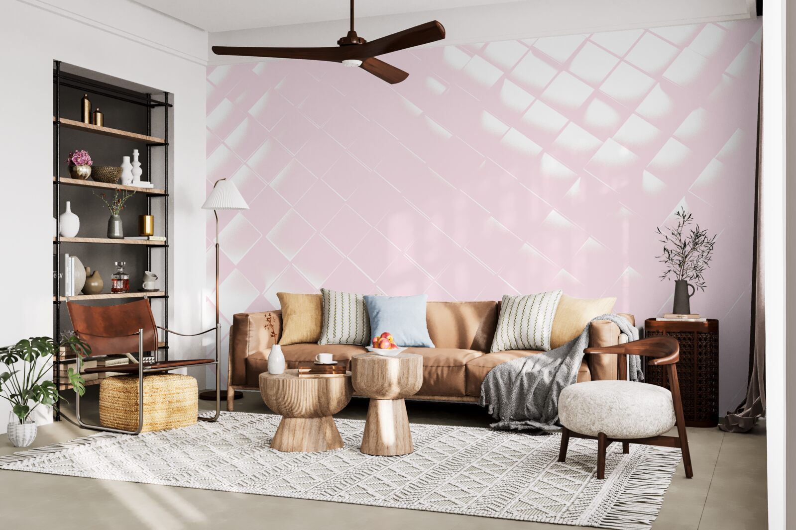 Fototapeta geometria v odtieňoch bielej a ružovej