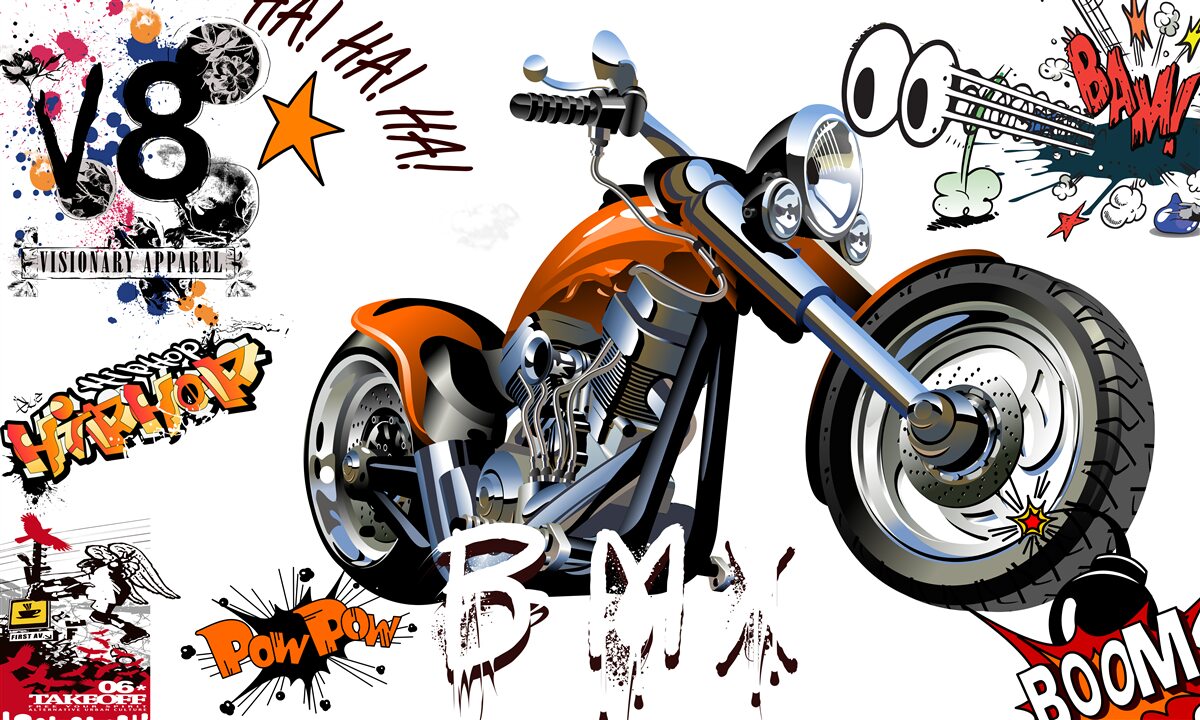 Fototapeta motocykel s textovými vzormi