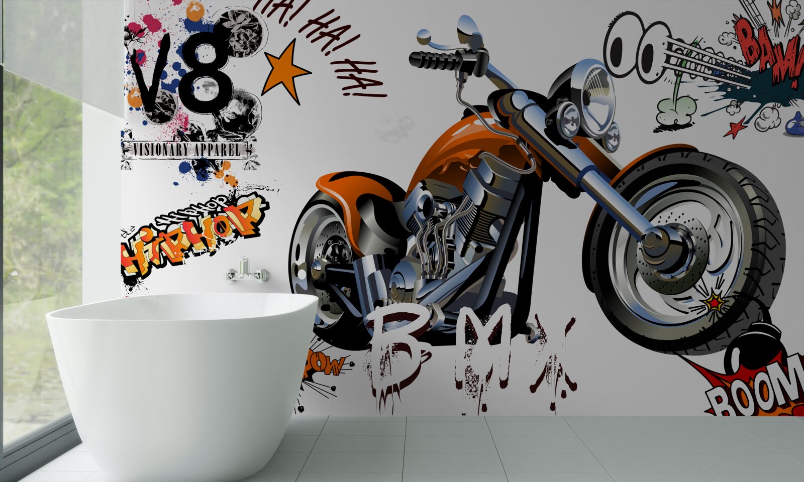 Fototapeta motocykel s textovými vzormi