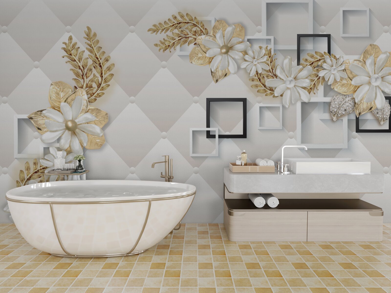 Fototapeta kvetinové aranžmány v štvorcových tvaroch