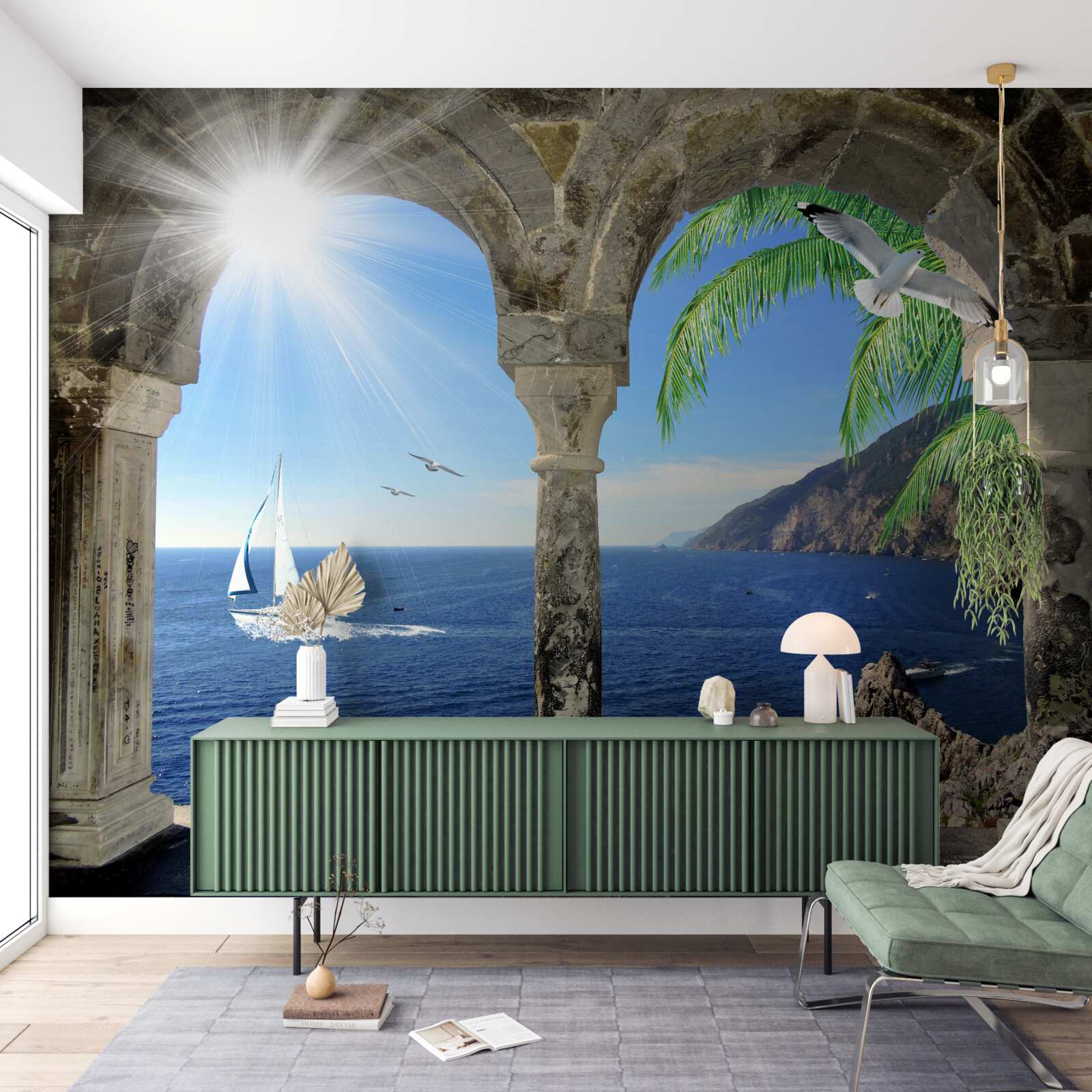 Fototapeta staroveký oblúk s výhľadom na more