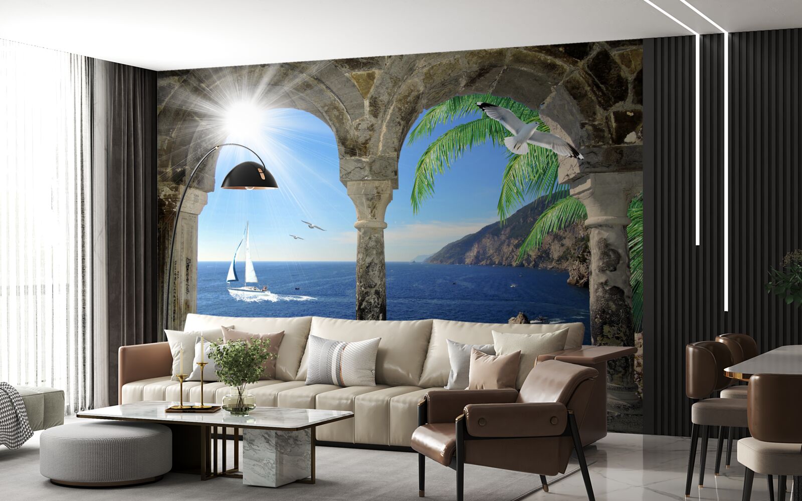 Fototapeta staroveký oblúk s výhľadom na more