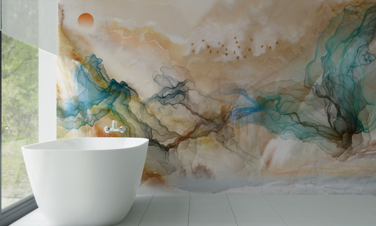 Fototapeta japonská krajina v abstraktnom štýle