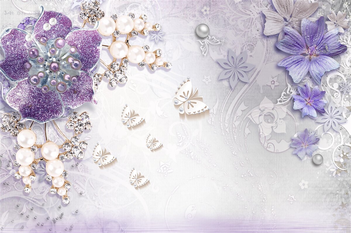 Fototapeta zlatá orchidea s fialovými a perleťovými prvkami