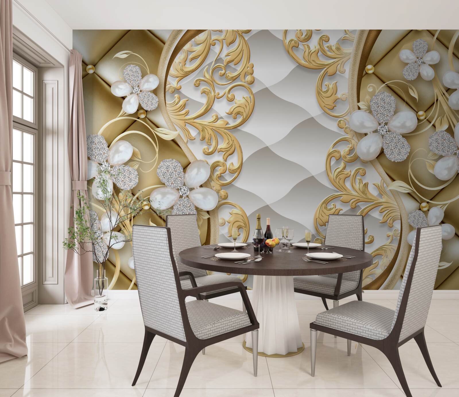 Fototapeta šperky a kov s kvetinovými motívmi