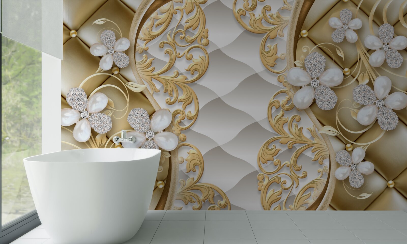 Fototapeta šperky a kov s kvetinovými motívmi