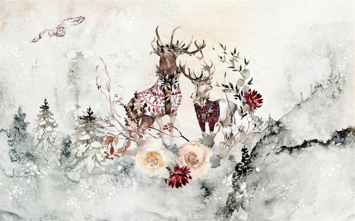 Fototapeta v hmlistom lese sú krásne jelene