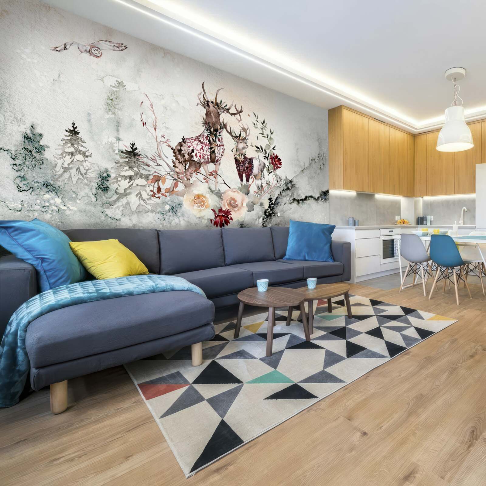 Fototapeta v hmlistom lese sú krásne jelene