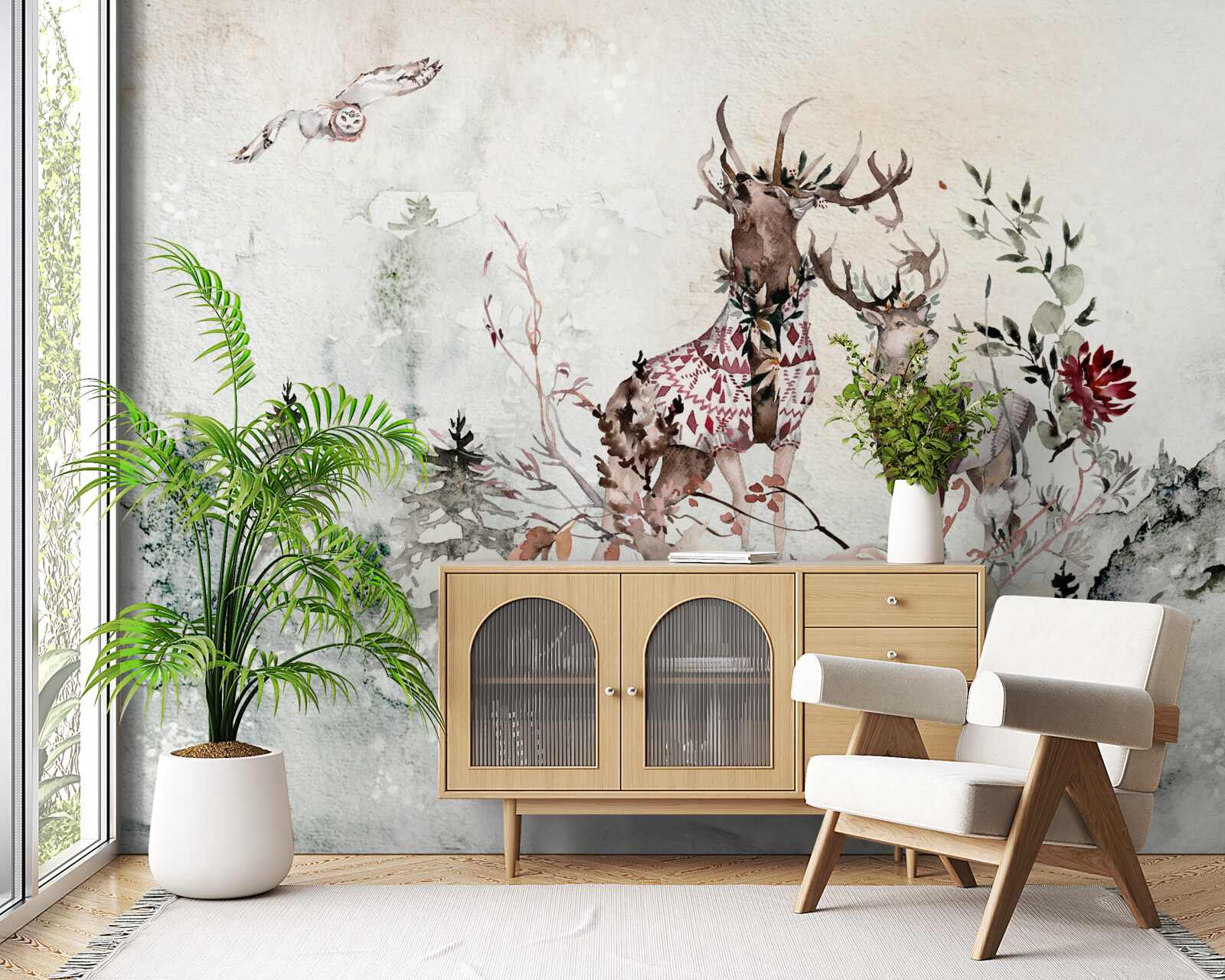 Fototapeta v hmlistom lese sú krásne jelene