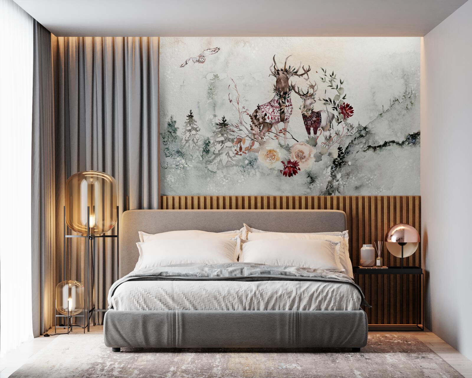 Fototapeta v hmlistom lese sú krásne jelene