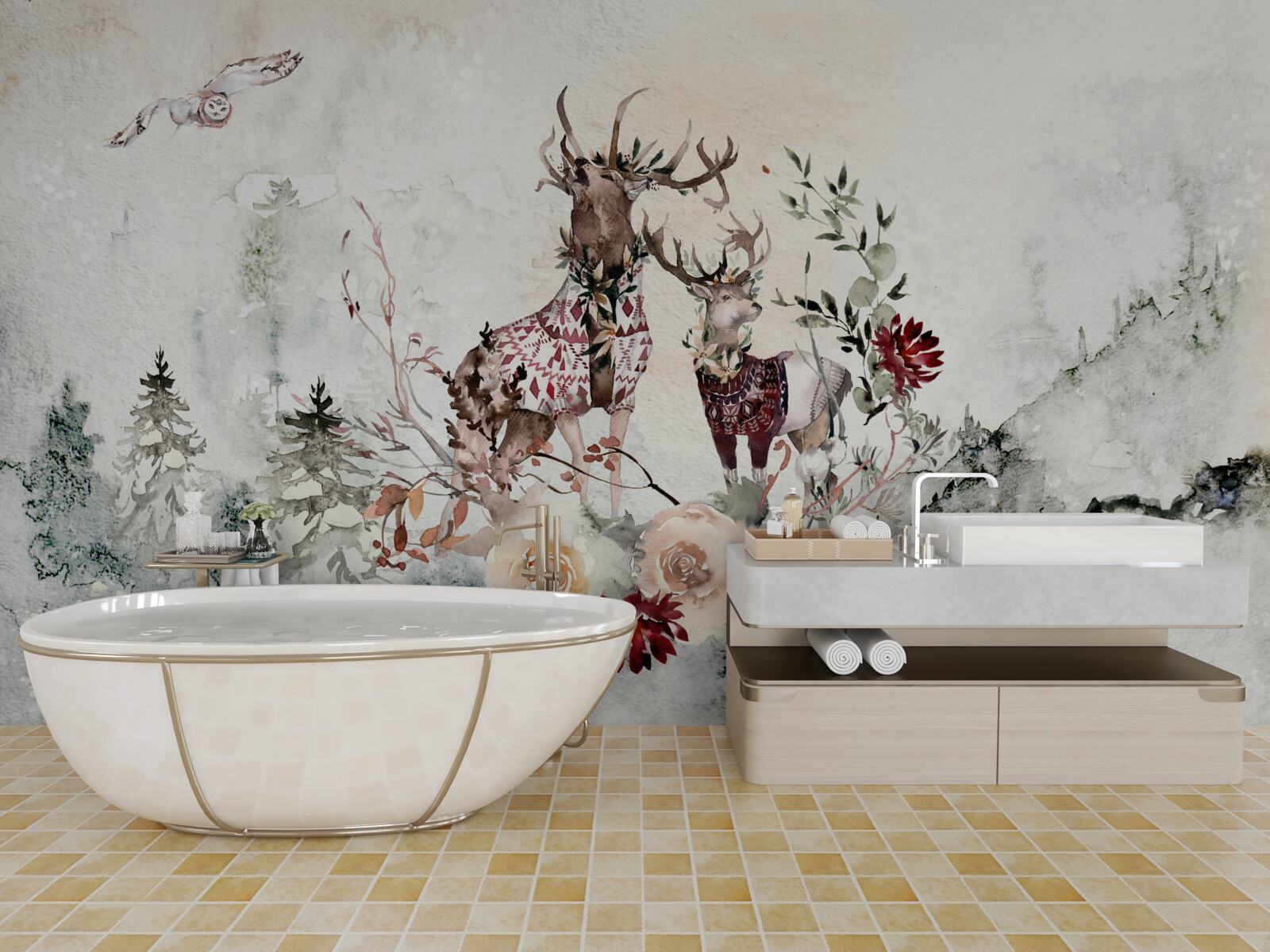 Fototapeta v hmlistom lese sú krásne jelene