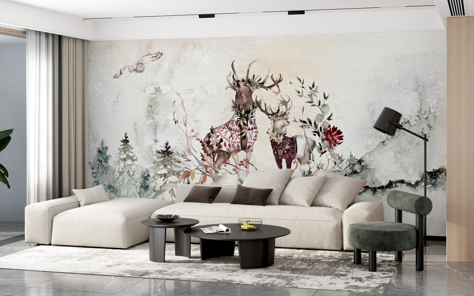 Fototapeta v hmlistom lese sú krásne jelene