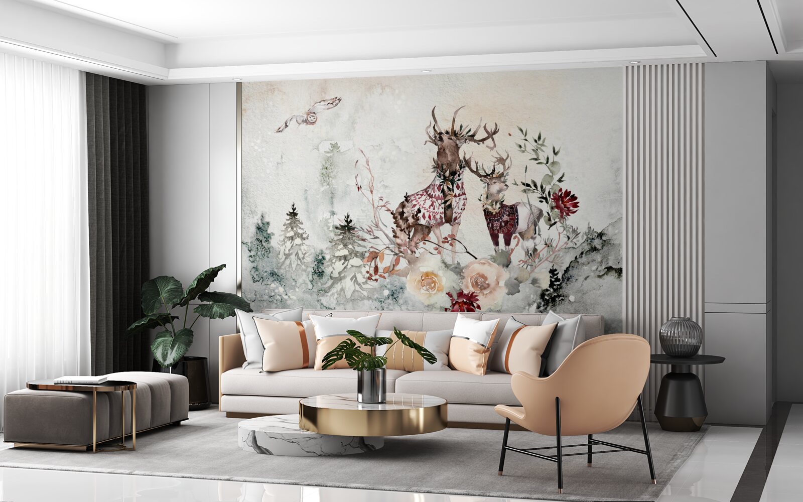 Fototapeta v hmlistom lese sú krásne jelene