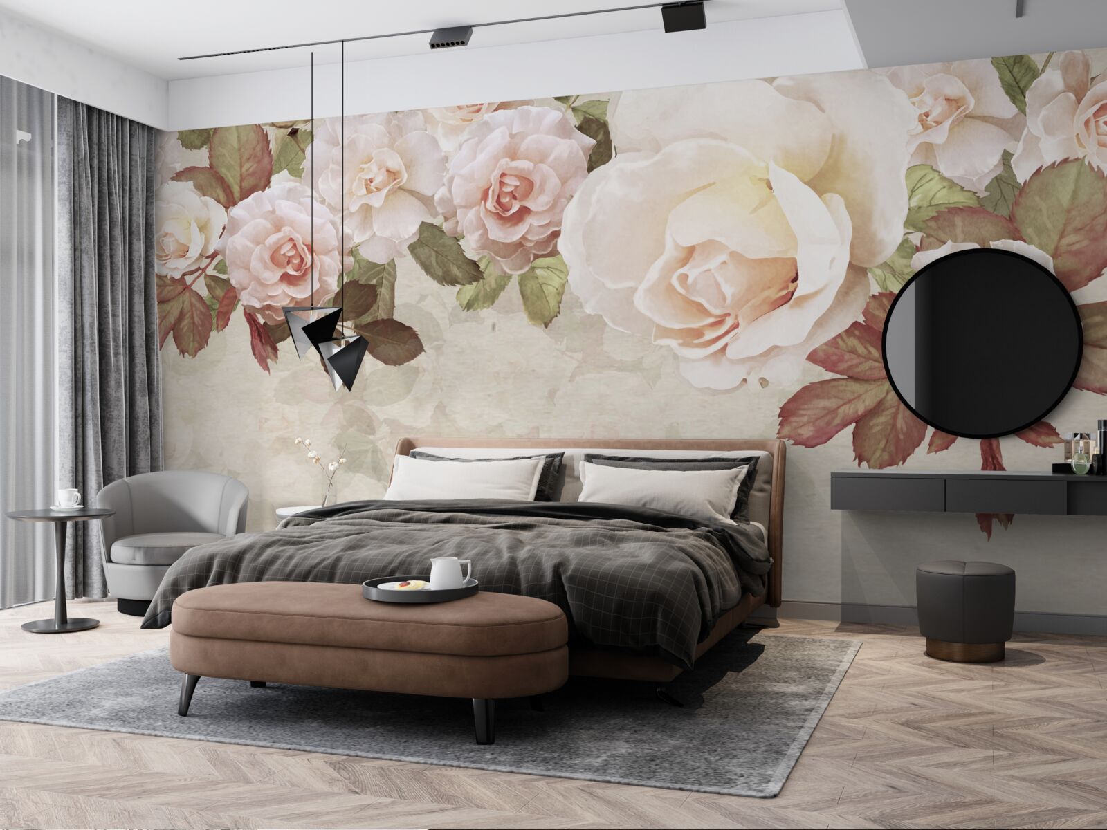 Fototapeta jemné ružové šišky vyrobené akvarelom