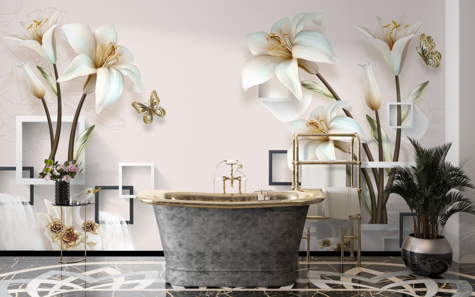 Fototapeta štvorcové rámy s kvetmi