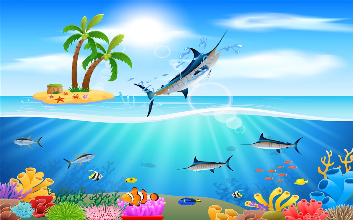 Fototapeta z mora vyskočí dravá ryba