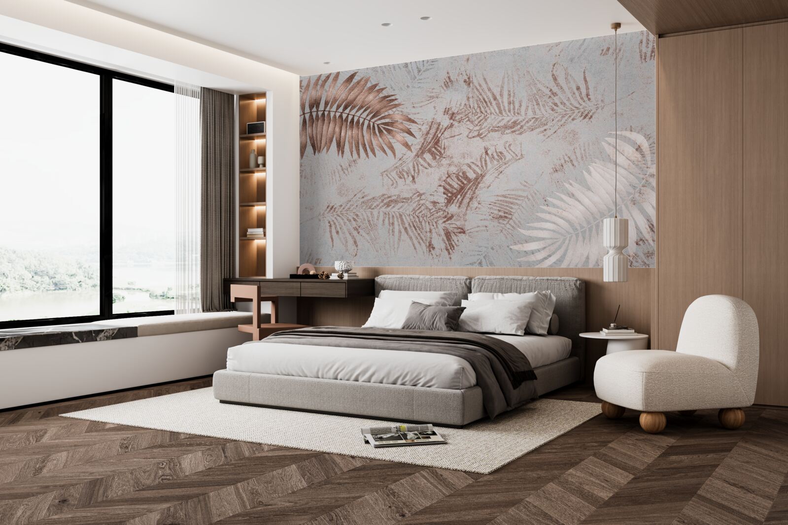 Fototapeta hnedá a biela papraď