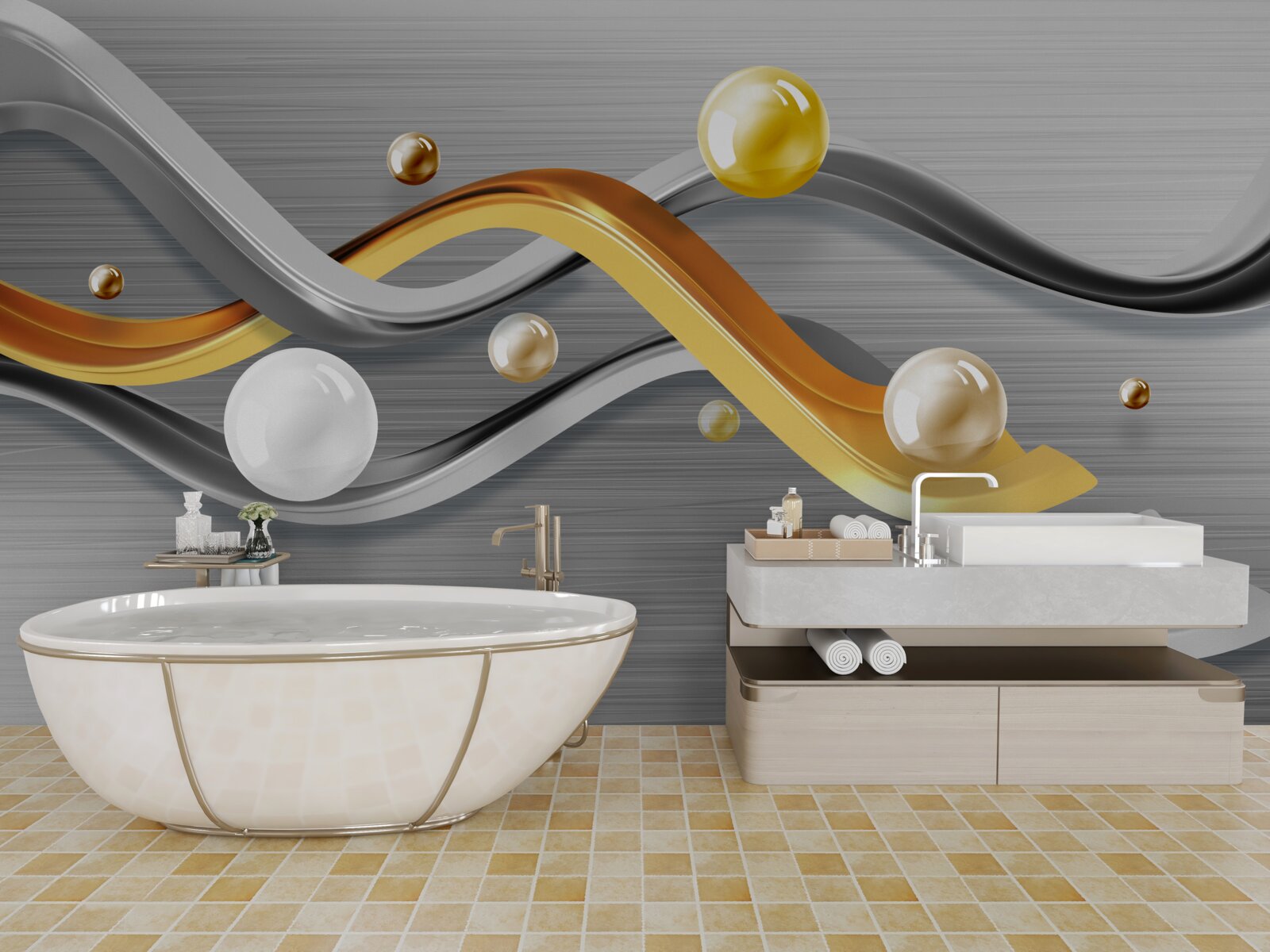 Fototapeta čiary a gule v abstrakcii