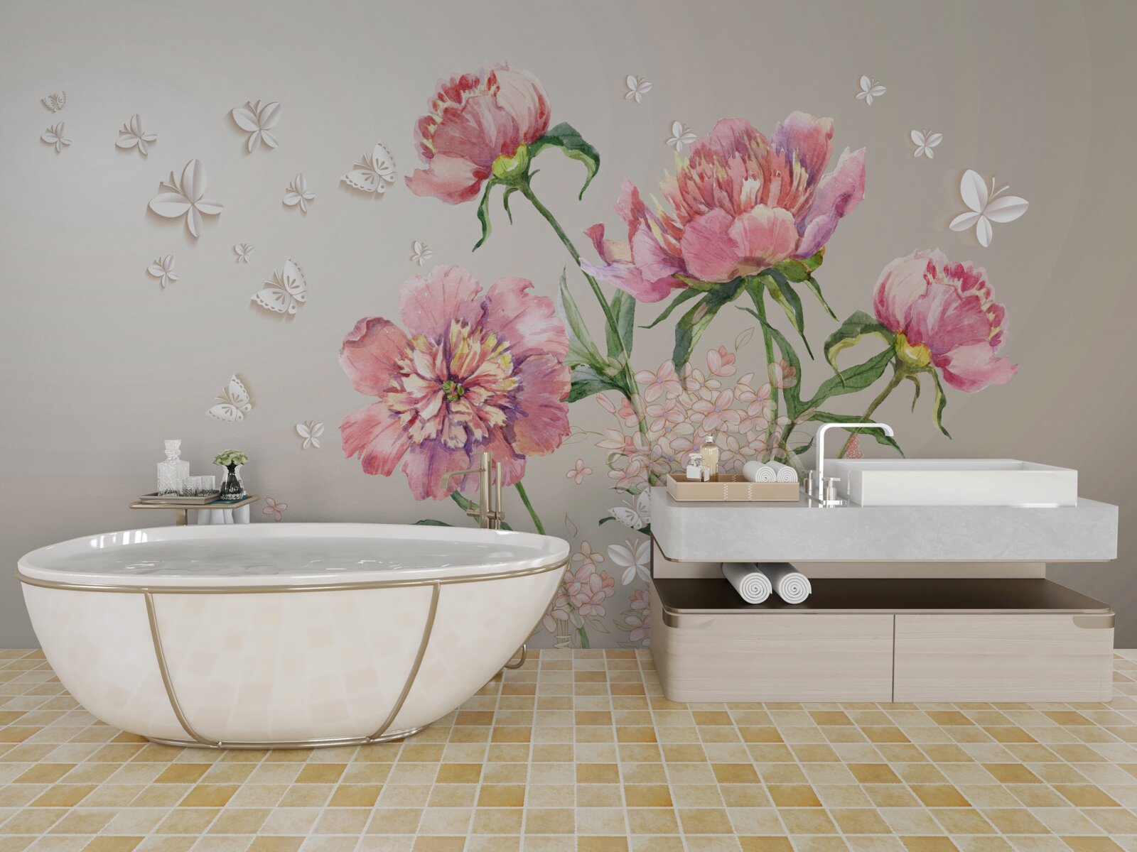 Fototapeta jemné jarné kvety s jemným ružovým nádychom