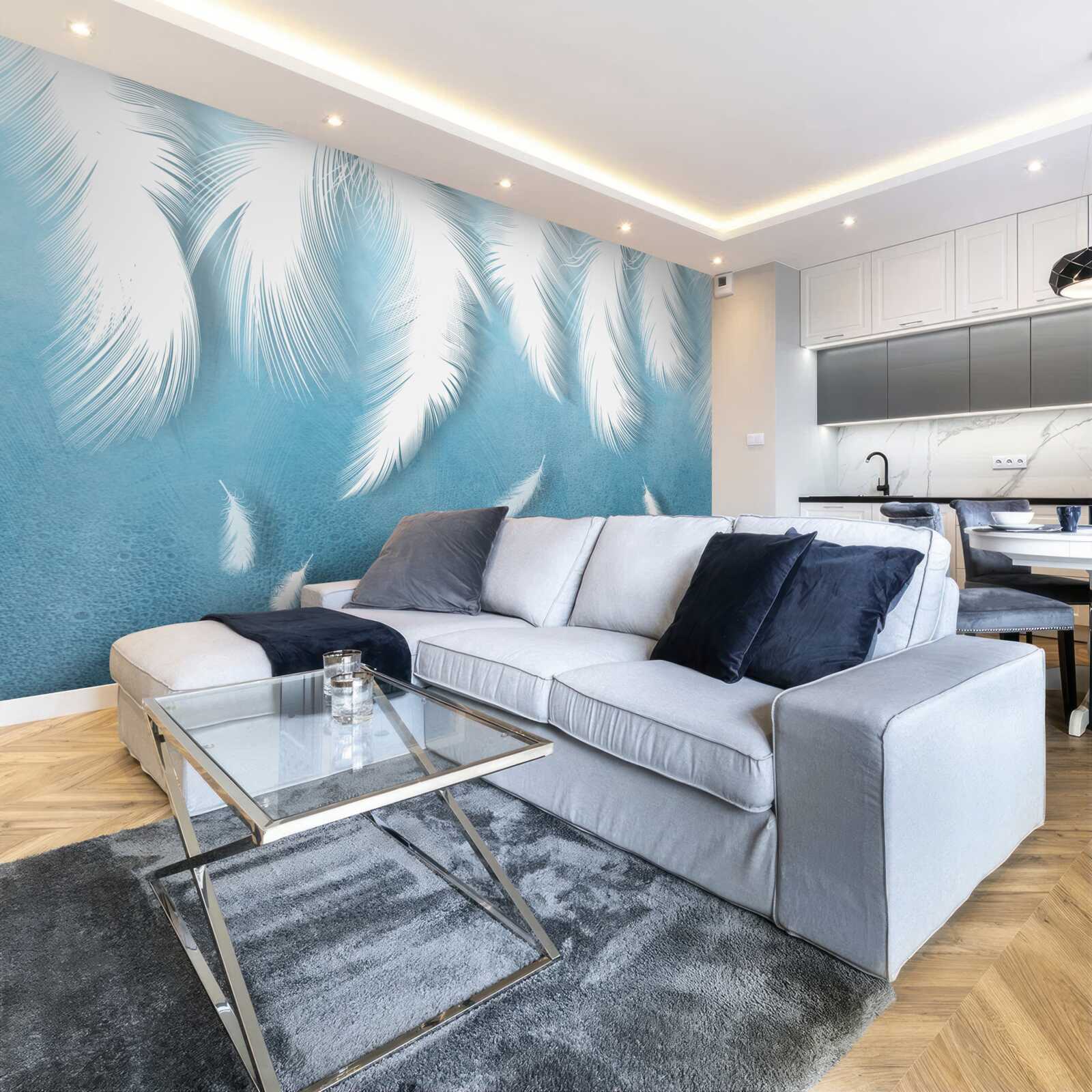 Fototapeta biele perie padajúce na modrú oblohu