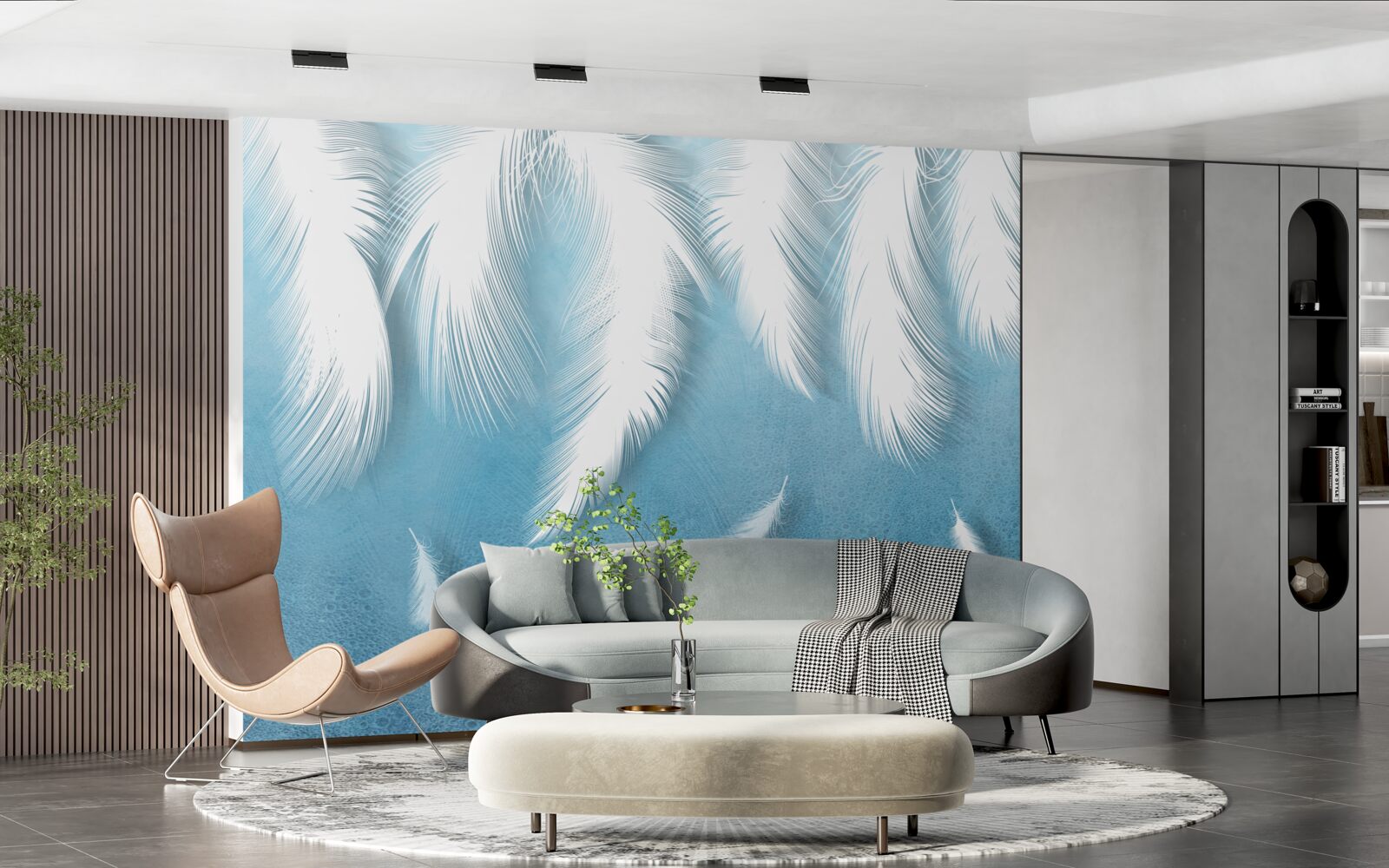 Fototapeta biele perie padajúce na modrú oblohu