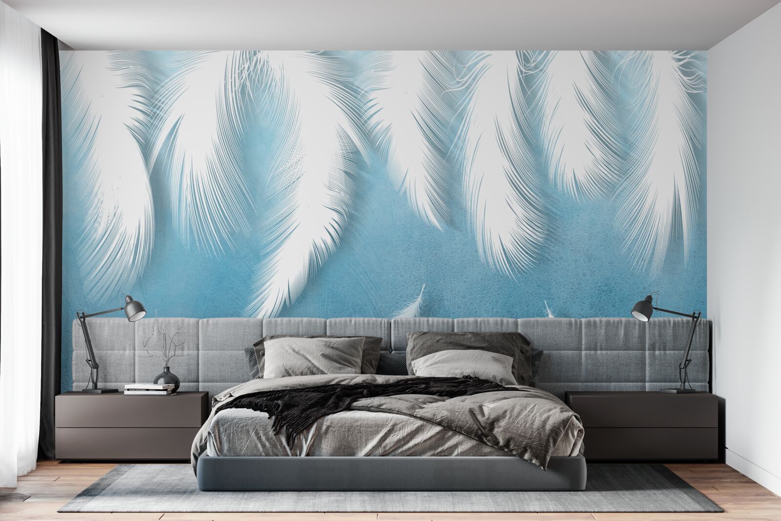 Fototapeta biele perie padajúce na modrú oblohu