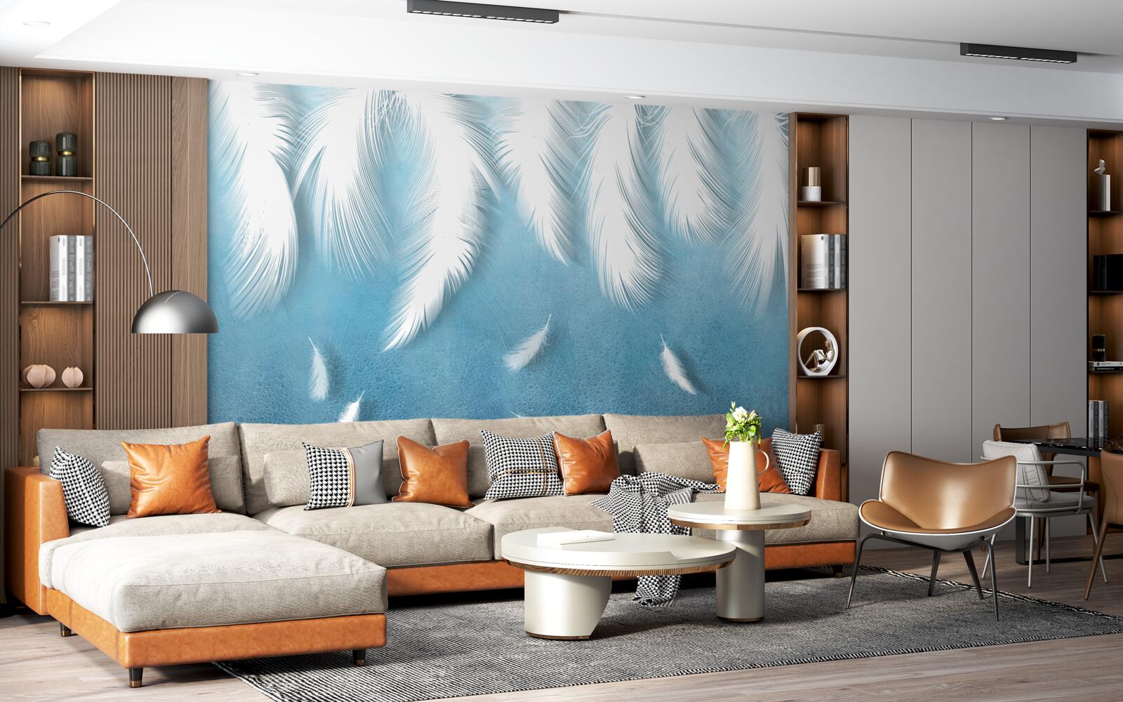 Fototapeta biele perie padajúce na modrú oblohu