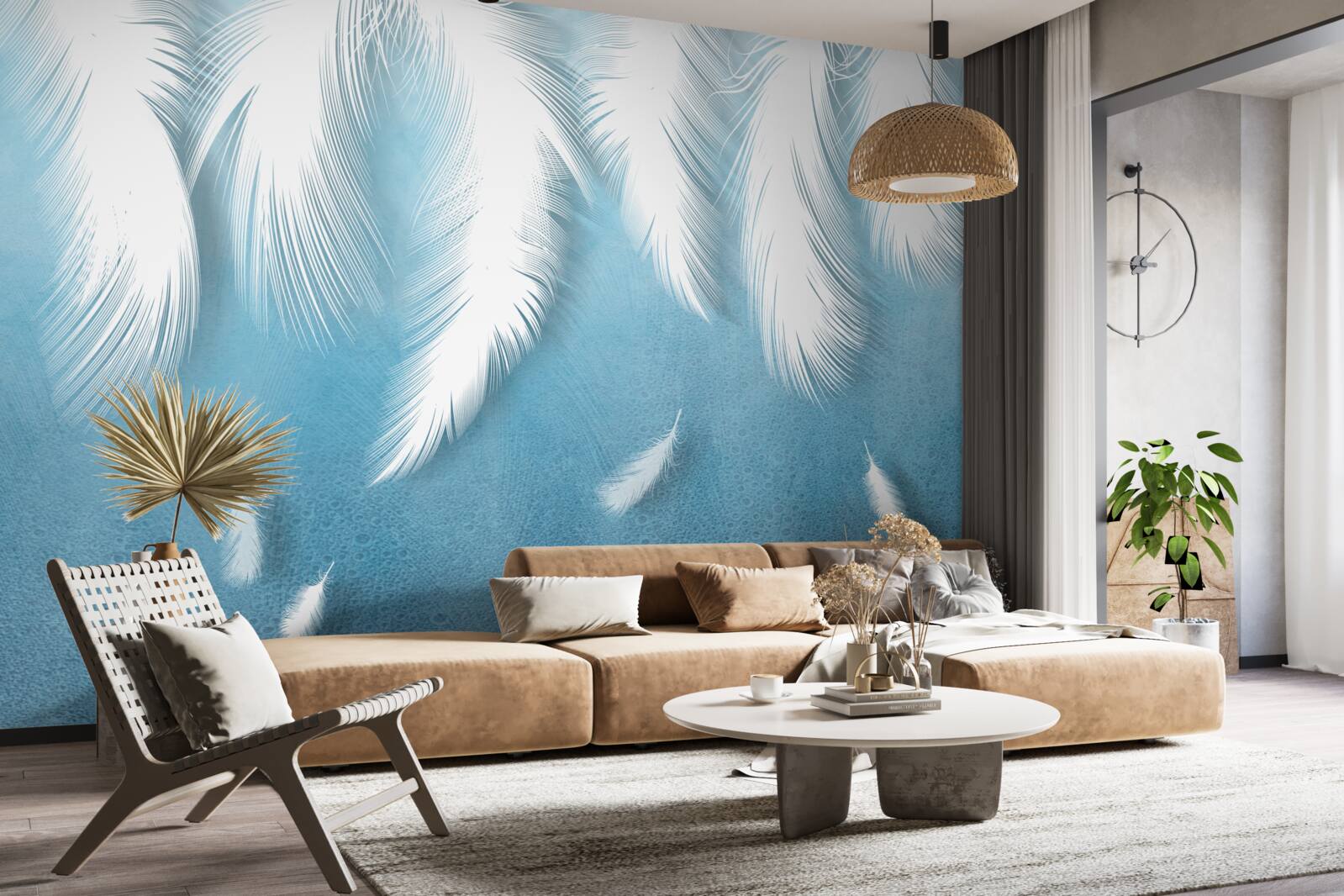 Fototapeta biele perie padajúce na modrú oblohu