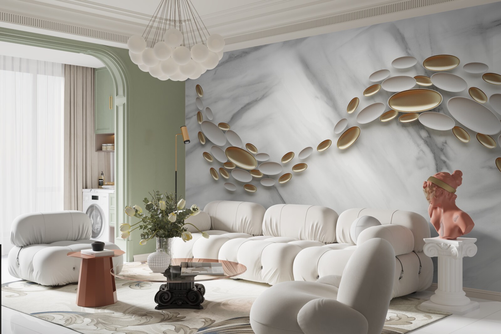 Fototapeta zlato je prepletené mramorovými žilami