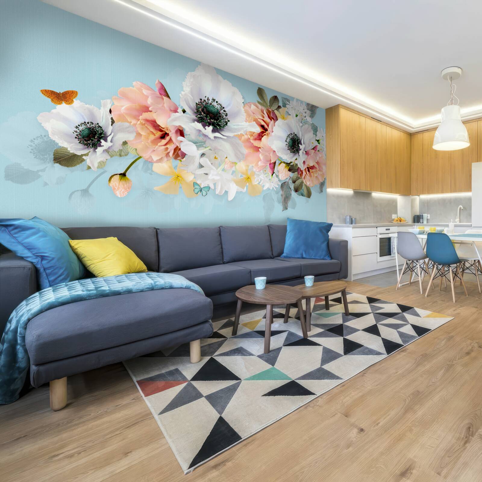 Fototapeta kytica bielych makov a iných kvetov