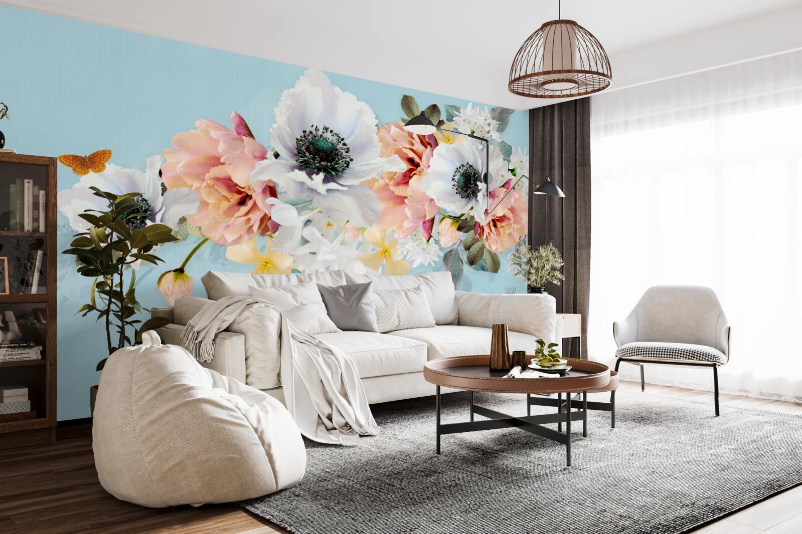 Fototapeta kytica bielych makov a iných kvetov